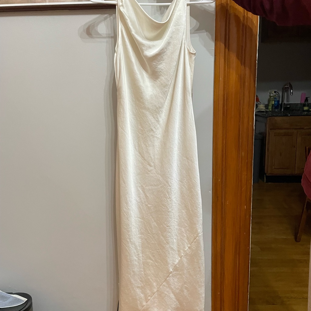 Aritzia Goddess Dress White Sleeveless White Cowl Neck Slip Dress